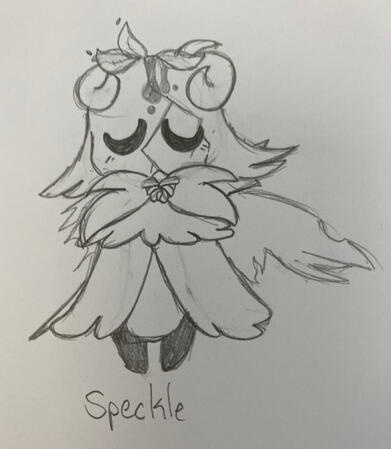 Drawing of Speckle, one of my Hollow Knight OCs.