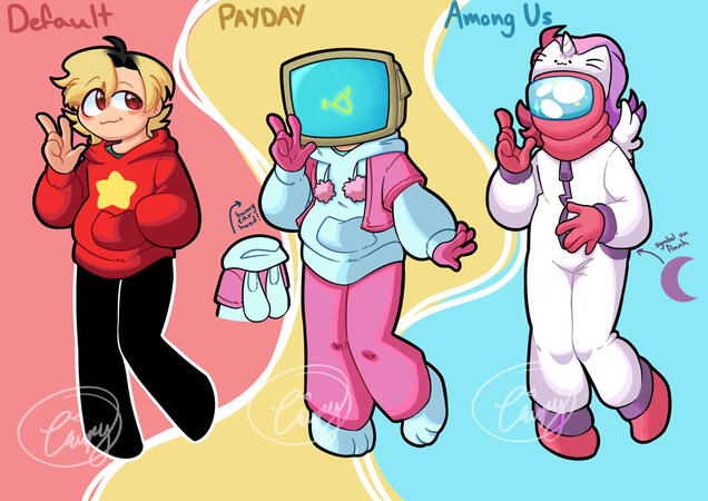 Drawings of my different sonas/mascots