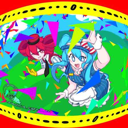 Fanart of 32ki's Mesmerizer featuring Hatsune Miku and Kasane Teto